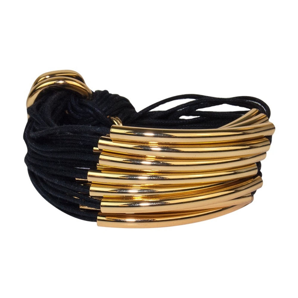 NWT Gillian Julius Black Gold Multi Tube Bracelet